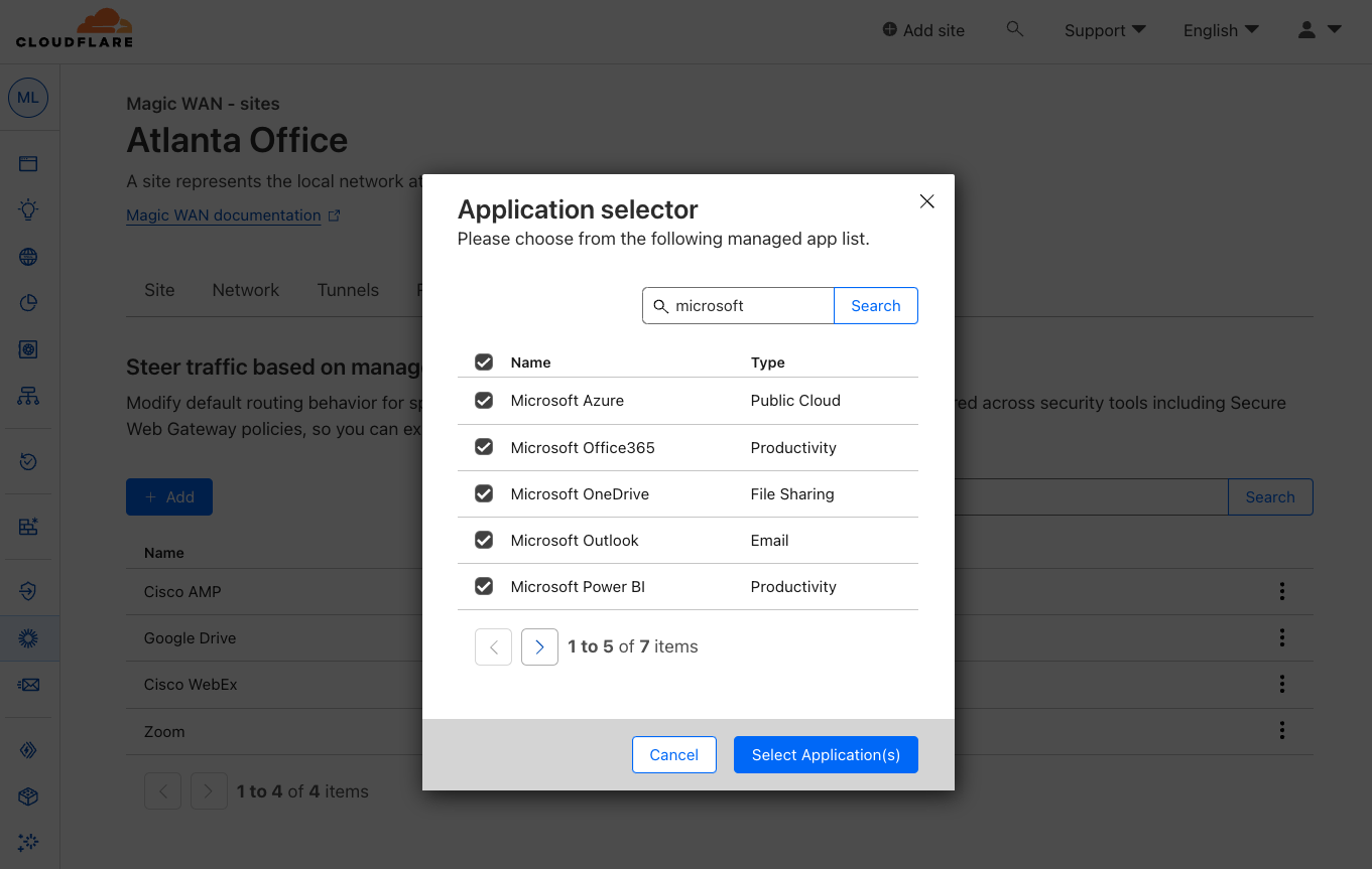 Application selector box